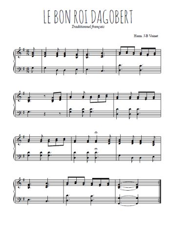 Téléchargez l'arrangement pour piano de la partition de Le bon roi Dagobert en PDF, niveau moyen